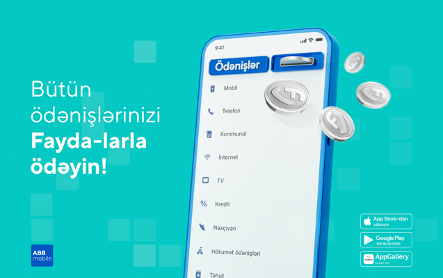 Ödənişləri ABB mobile-da qazandığınız Faydalarla edin!