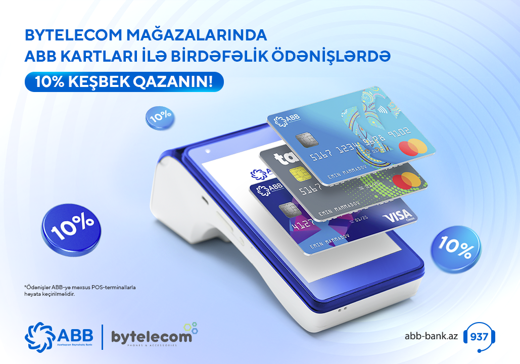 Bütün ABB kartlarında 10% keşbek fürsəti!