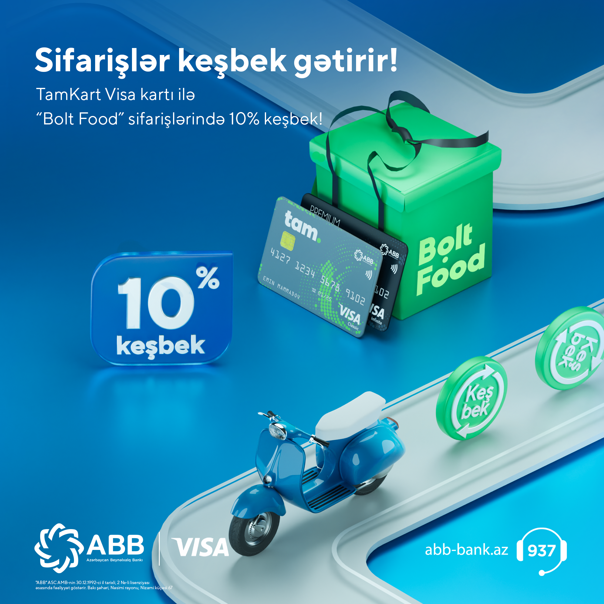 "Bolt Food" sifarişlərinə 10% keşbek!