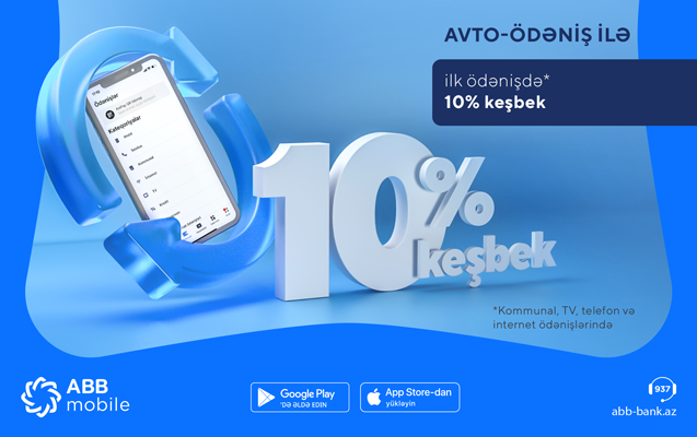 ABB mobile kommunal ödənişlərdə keşbək qazandırır!