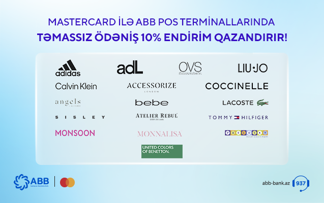 Mastercard ilə ABB Pos terminallarında təmassız ödəniş 10% endirim qazandırır!