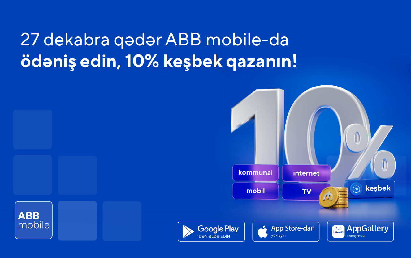 ABB mobile ilə ödənişlərə 10% keşbek!