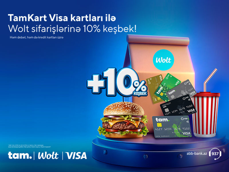 "Wolt" sifarişlərinə 10% keşbek!