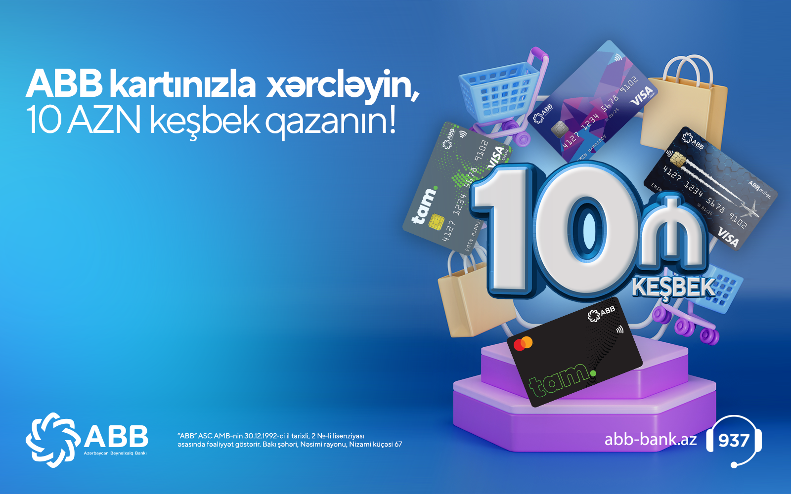 ABB kartlarınızla ilə alış-veriş edin, 10 AZN keşbek qazanın! ✅