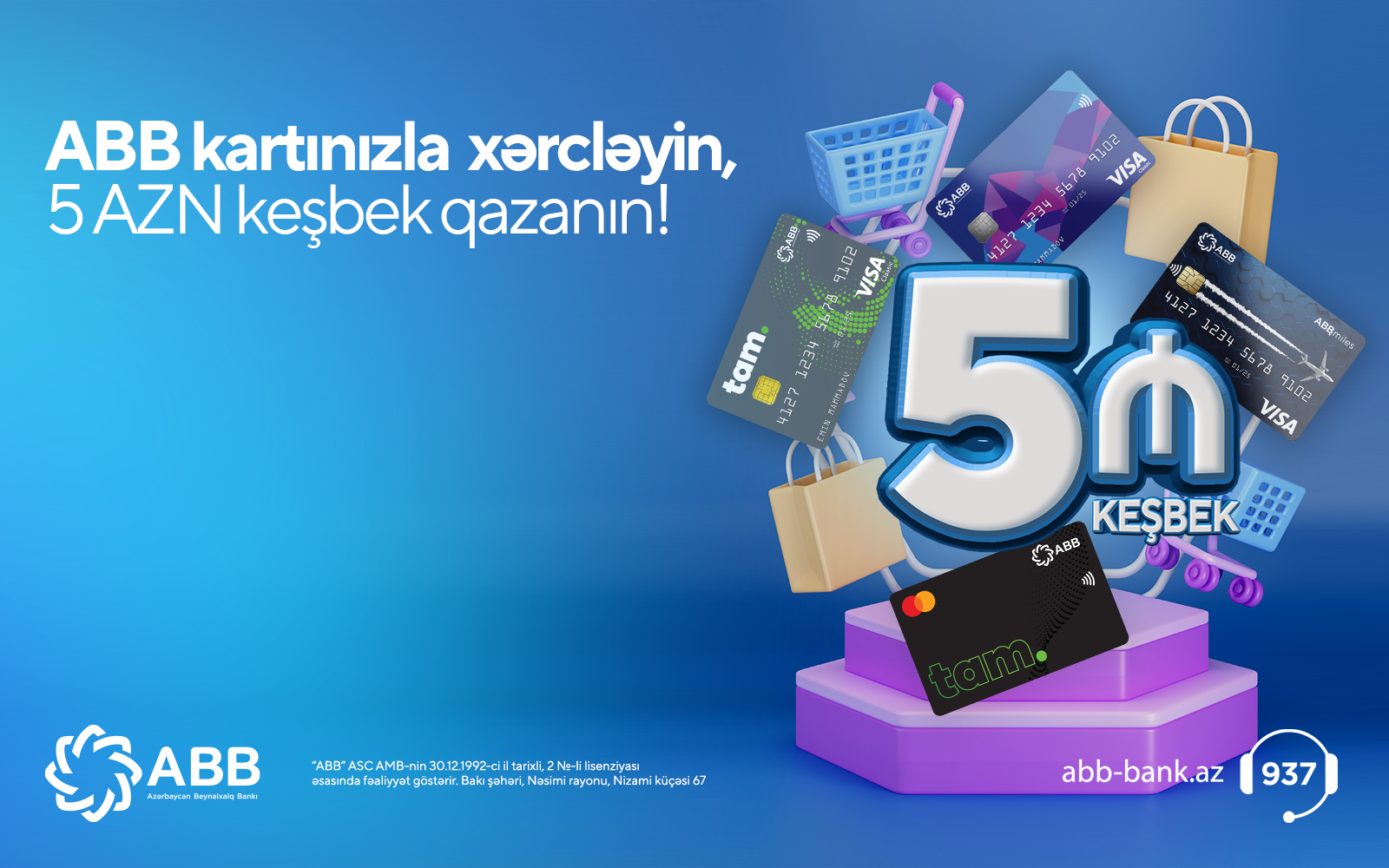 ABB kartlarınızla ilə alış-veriş edin, 5 AZN keşbek qazanın! ✅
