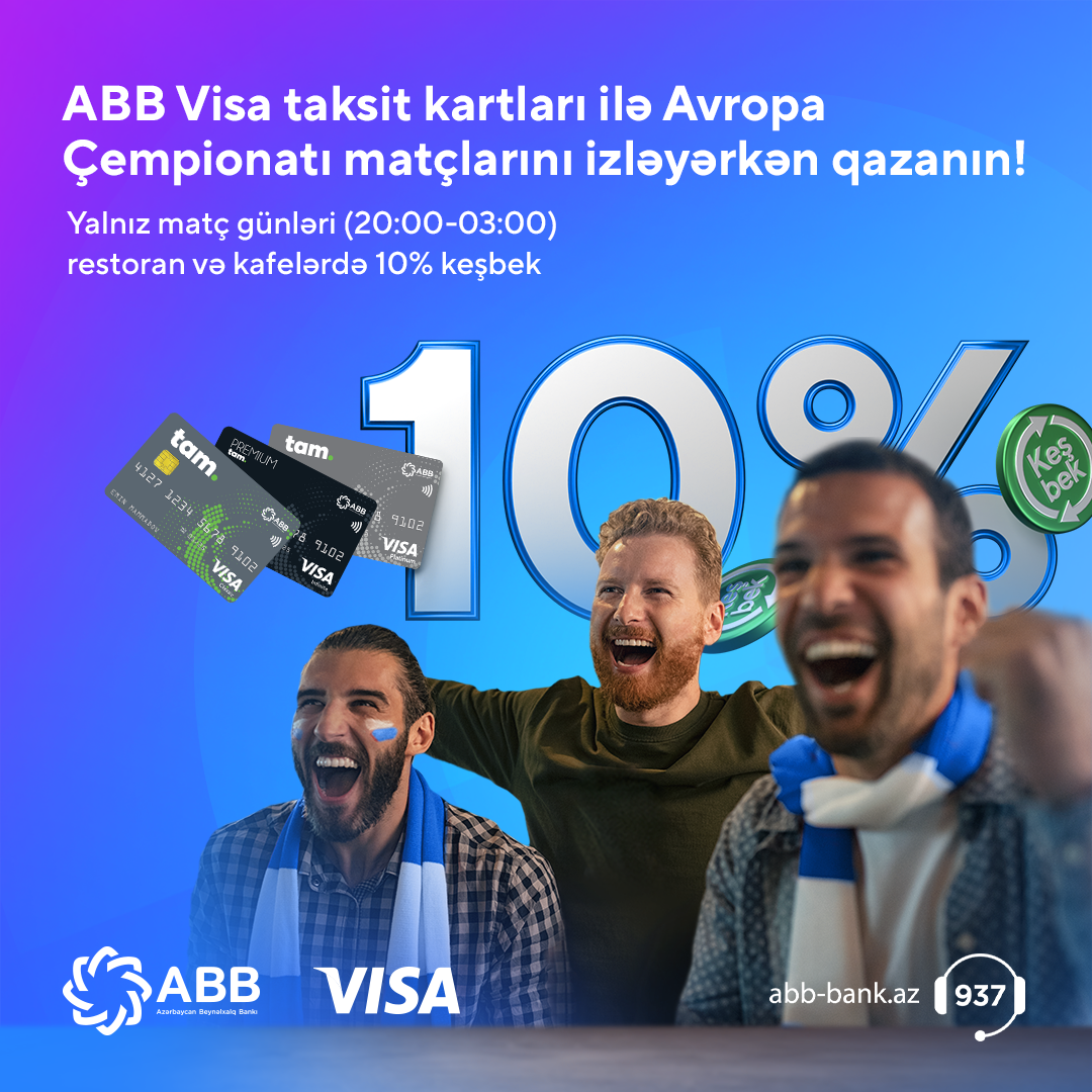 TamKart Visa taksit kartları ilə restoran və kafelərdə 10% keşbek!